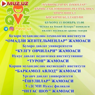 Quvnoqlar va zukkolar ko'rik tanlovi yarim finalchilari baxsiga oz qoldi